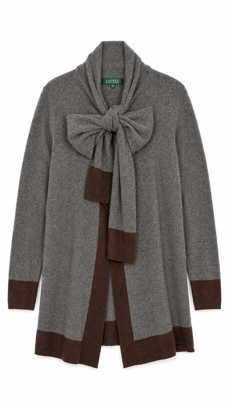 Lauren Ralph Lauren Wool Cashmere Long Cardigan Sweater with a Scarf – M
